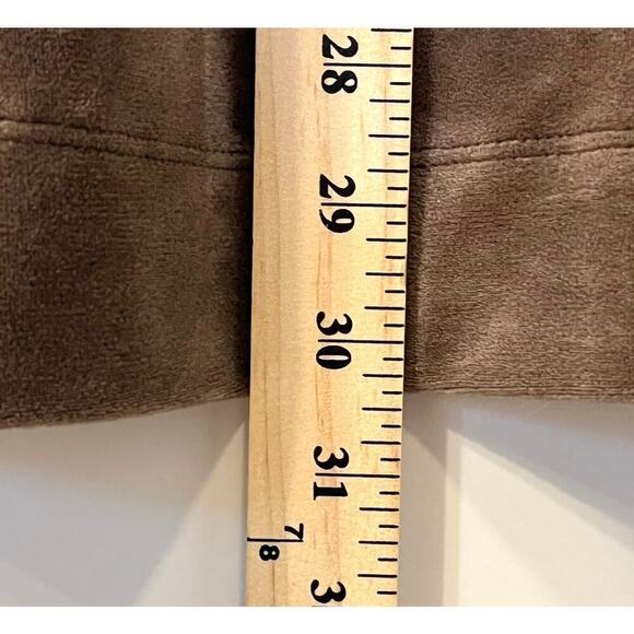 PureJill Women Velour Sweater Long Sleeve V-Neck Side Slit Pullover Brown M Tall - Picture 5 of 9